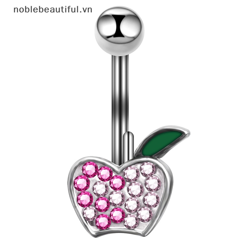 Khuyên Rốn Bằng Thép Không Gỉ Hình Trái Cherry Đính Đá Quyến Rũ Cho Nữ