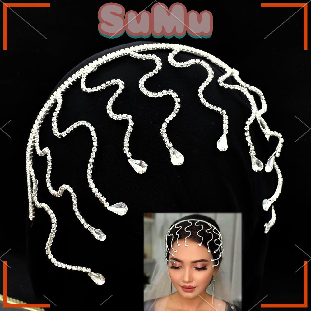 SUMU Băng Đô Cài Tóc Đính Đá Pha Lê Nhiều Màu Sắc Dành Cho Cô Dâu