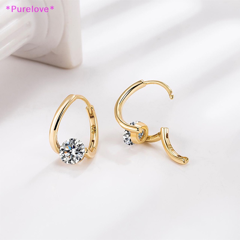 1 Đôi Bông Tai Đính Đá Zircon Đơn Giản Phong Cách Hàn Quốc Dành Cho Nữ Mới