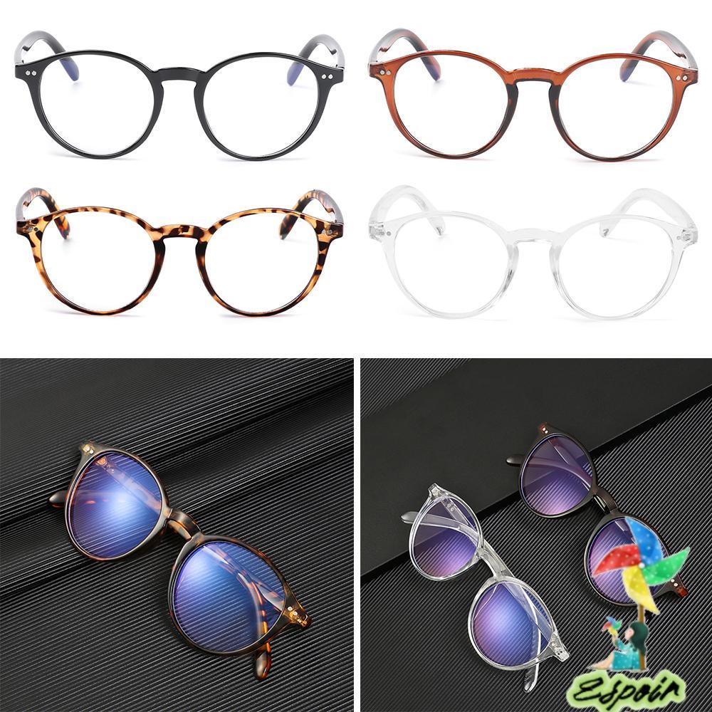 ESPO Mắt Kính Gọng PC Tròng Phẳng Siêu Nhẹ Màu Xanh Dương Phong Cách Cổ Điển