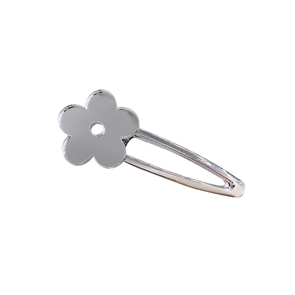 Kẹp Tóc Hình Bông Hoa Tráng Gương Bằng Acrylic Màu Bạc Phong Cách Hàn Quốc Xinh Xắn DULA777