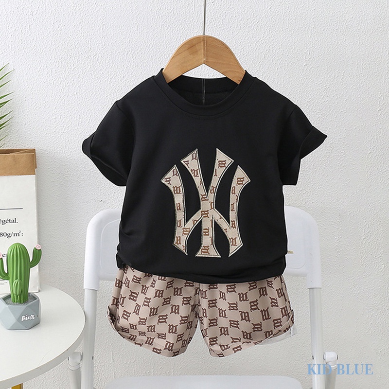 Set Áo Thun Ngắn Tay In Hình Gấu Và Quần Short Thời Trang Mùa Hè Hàn Quốc Mới Cho Bé