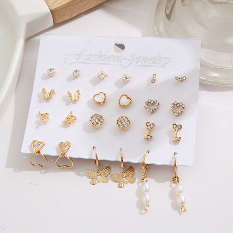 Ygt Set 12 Cặp Bông Tai Đính Đá Thời Trang Nữ