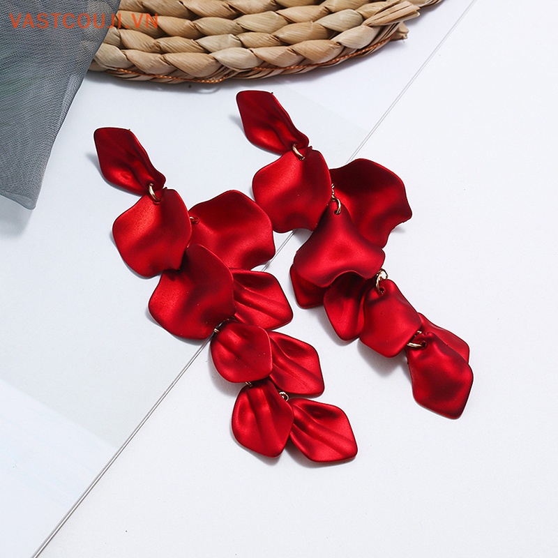 1 Đôi Bông Tai Dáng Dài Hình Cánh Hoa Bằng Acrylic Phong Cách Hàn Quốc Thời Trang Cho Nữ