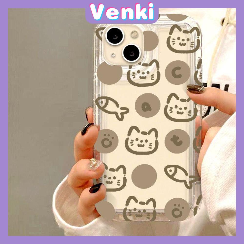 VENKI - Cho iPhone 11 Ốp Lưng TPU Mềm Trong Suốt Túi Khí Chống Sốc Bảo Vệ Camera Mèo Cá Vàng Dễ Thương Tương Thích Với iPhone 14 13 Pro Max iPhone 12 Pro Max XR XS 7Plus 8Plus