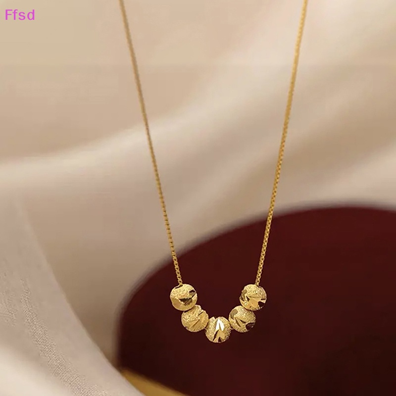 {Ffsd} Vòng cổ Chuỗi Hạt Màu Vàng Đơn Giản Thời Trang Hàn Quốc Dành Cho Nữ