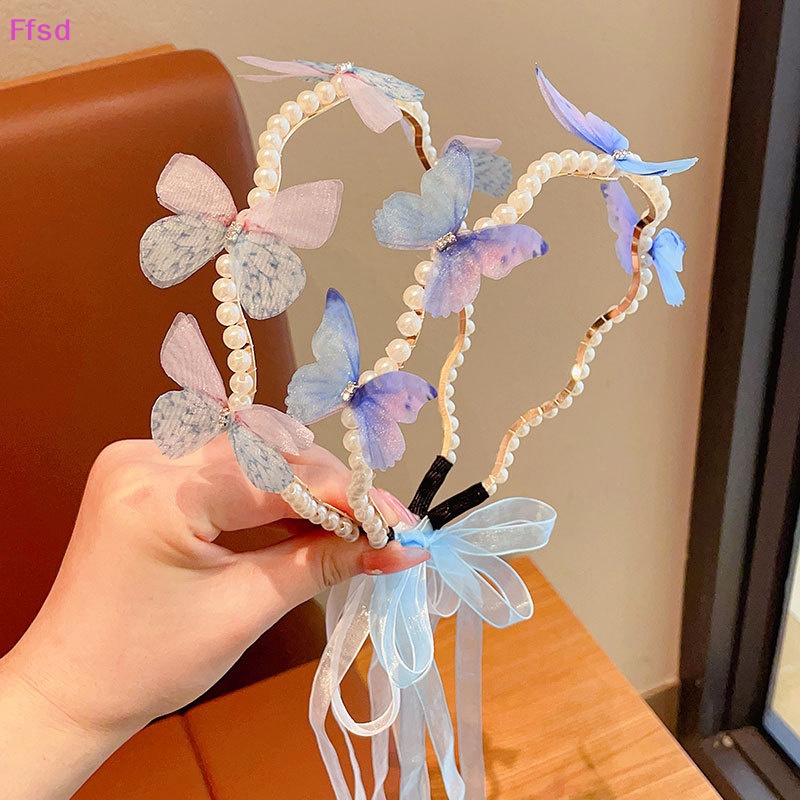 {Ffsd} Băng Đô Cài Tóc Ruy Băng Màu Gradient Hình Bướm Đính Ngọc Trai Trang Trí Tiệc Cưới Dành Cho Bé Gái * Hàng Bán Chạy