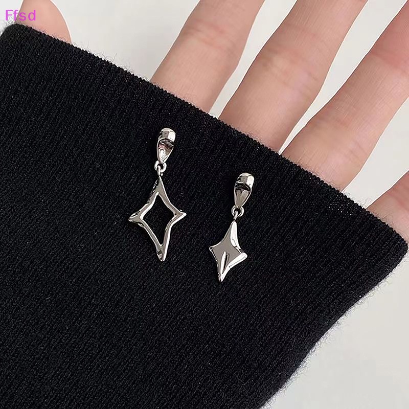 {Ffsd} Khuyên Tai Bạc Hình Ngôi Sao Rỗng Không Đối Xứng Đơn Giản Cá Tính Thời Trang Cho Nữ * Bán Chạy