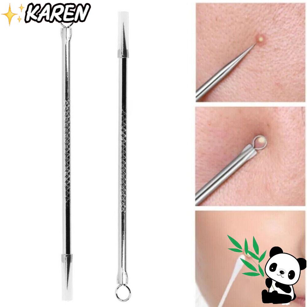 KAREN Bộ Dụng Cụ Nặn Mụn Đầu Đen Bằng Thép Không Gỉ