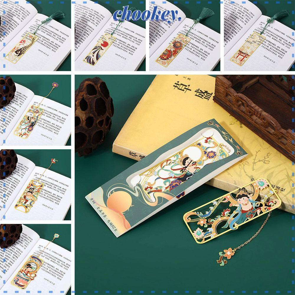 CHOOKEY Thẻ Đánh Dấu Trang Sách Bằng Đồng Thau Phong Cách Trung Hoa Cổ Điển