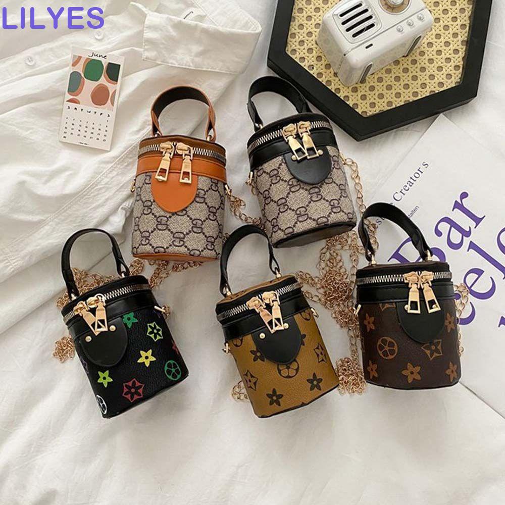 LILYES Túi Xách Da PU Hình Trụ Đơn Giản Phong Cách Pháp Sang Trọng