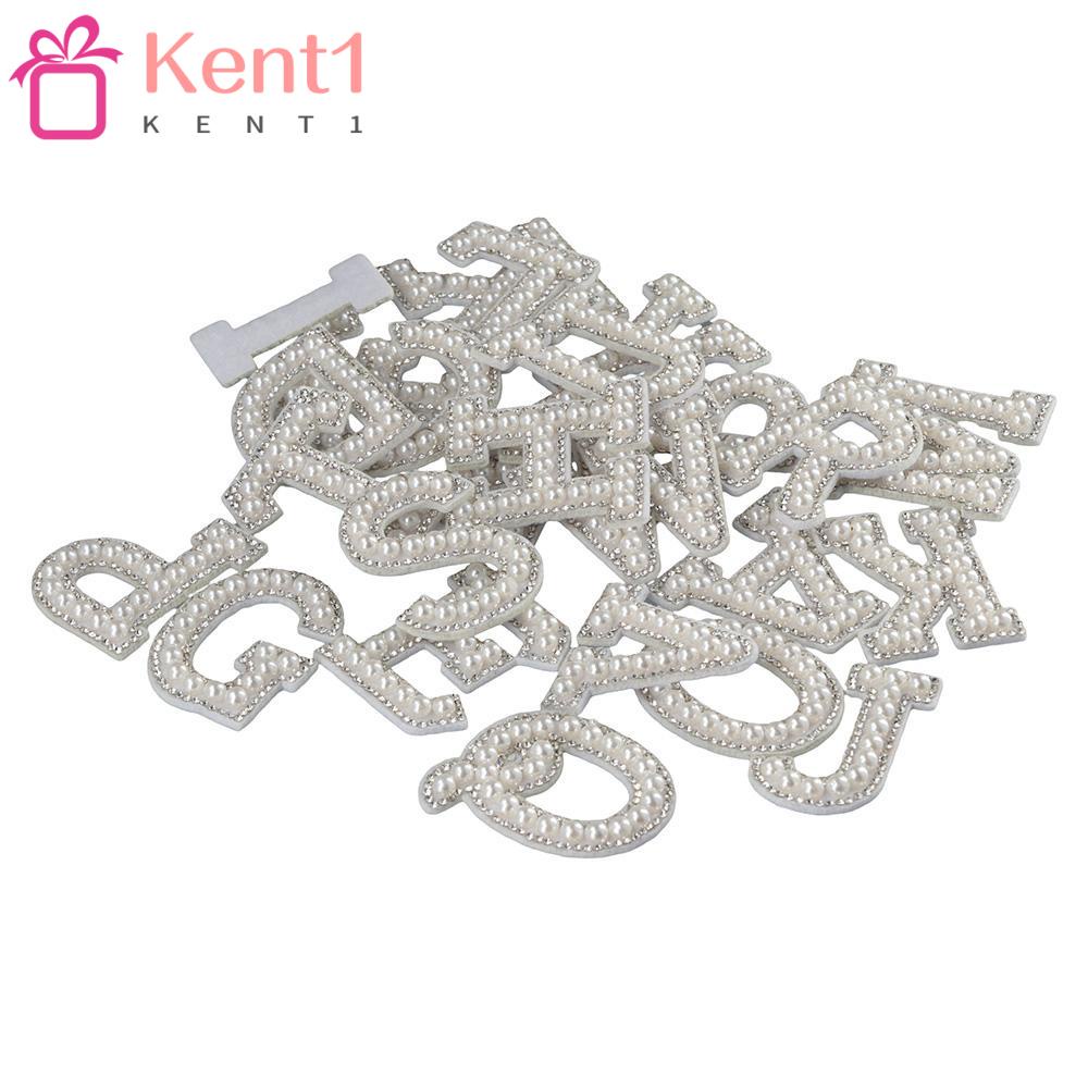 KENT1 Miếng Vá Trang Trí Ba Lô Thêu Chữ Cái Màu Trắng