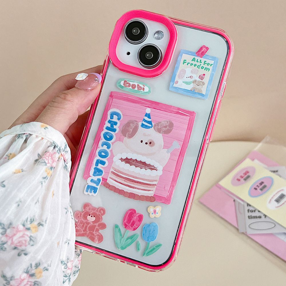 Ốp Điện Thoại TPU Mềm Chống Sốc 3 Trong 1 In Hình Gấu Dễ Thương Cho IPhone 14 13 12 11 Pro Max X XR 8 7 Plus