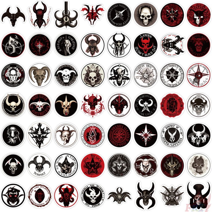 ❉ Set 01 Sticker Dán Trang Trí Hình Đầu Lâu Phong Cách Gothic ❉ Bộ 55 Sticker Chống Thấm Nước Họa Tiết Doodle Hợp Thời Trang