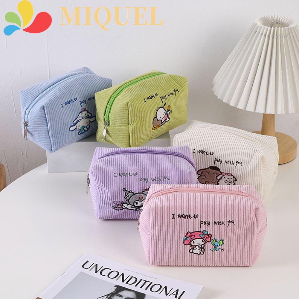 MIQUEL Túi Đựng Mỹ Phẩm / Tiền Xu Kuromi / Đồ Trang Điểm Du Lịch Bằng Vải Nhung Kẻ Hình Cinnamoroll Melody Cho Trẻ