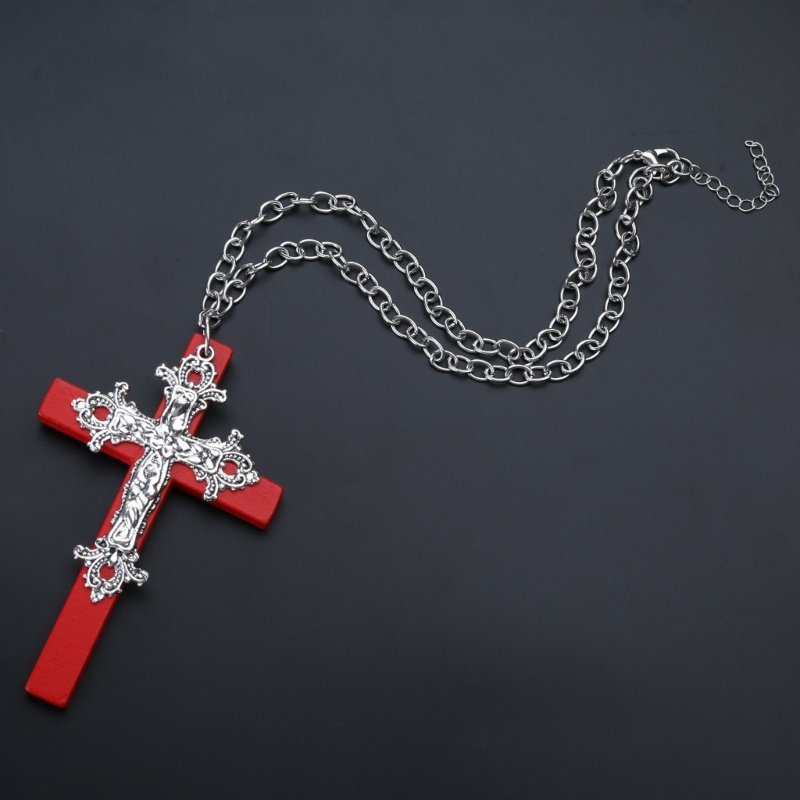Vòng Cổ choker Bằng Gỗ Mặt Thánh Giá Phong Cách gothic punk