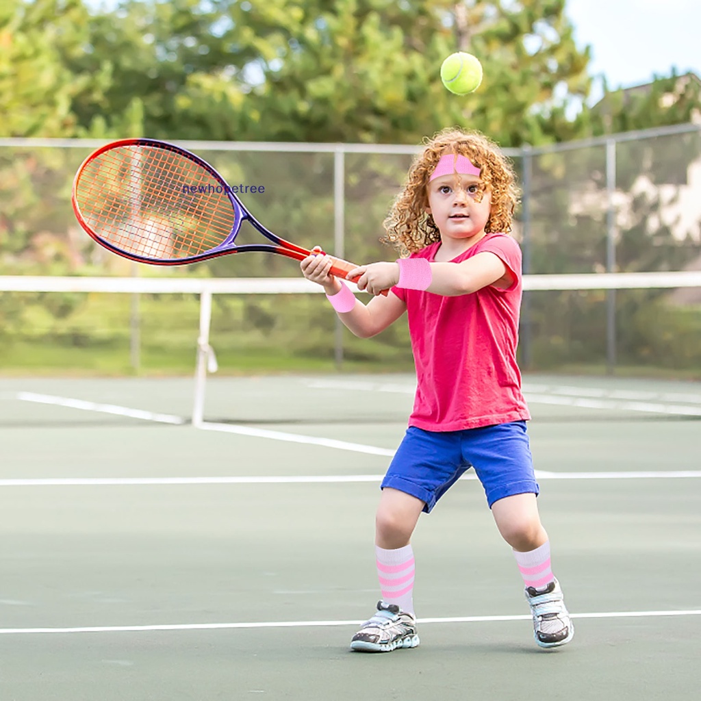 Ntvn Set 6 Băng Đô Và 6 Đôi Tất Cotton Kẻ Sọc Nhiều Màu Sắc Đeo Cổ Tay Và Vớ Thể Thao Ngoài Trời Cho Trẻ Em