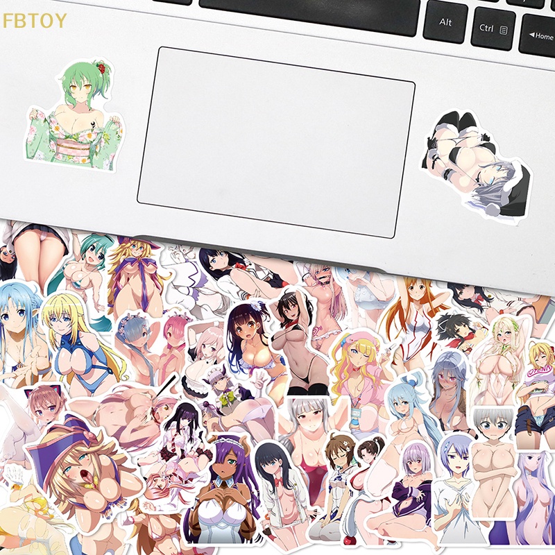 Bộ 50 Miếng Dán Trang Trí Laptop / Vali / Điện Thoại Hình Cô Gái Anime Gợi Cảm