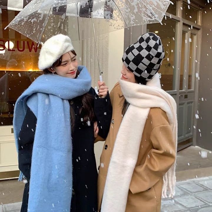 Khăn Choàng Cổ Dài Màu Cầu Vồng Ấm Áp Xinh Xắn Cho Nữ