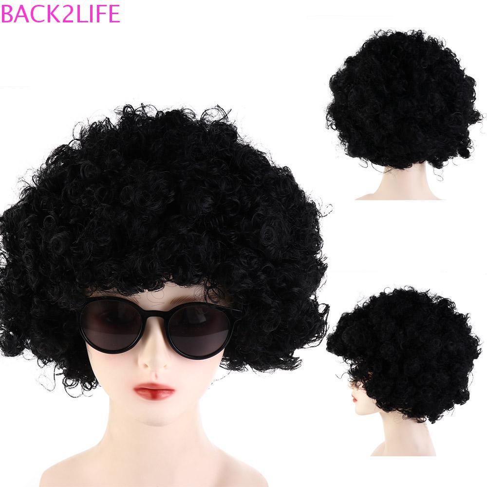 BACK2LIFE Bộ Tóc Giả Màu Đen Kiểu Retro 70s 80s Bằng Sợi Tổng Hợp Cách Nhiệt Dành Cho Nam Và Nữ