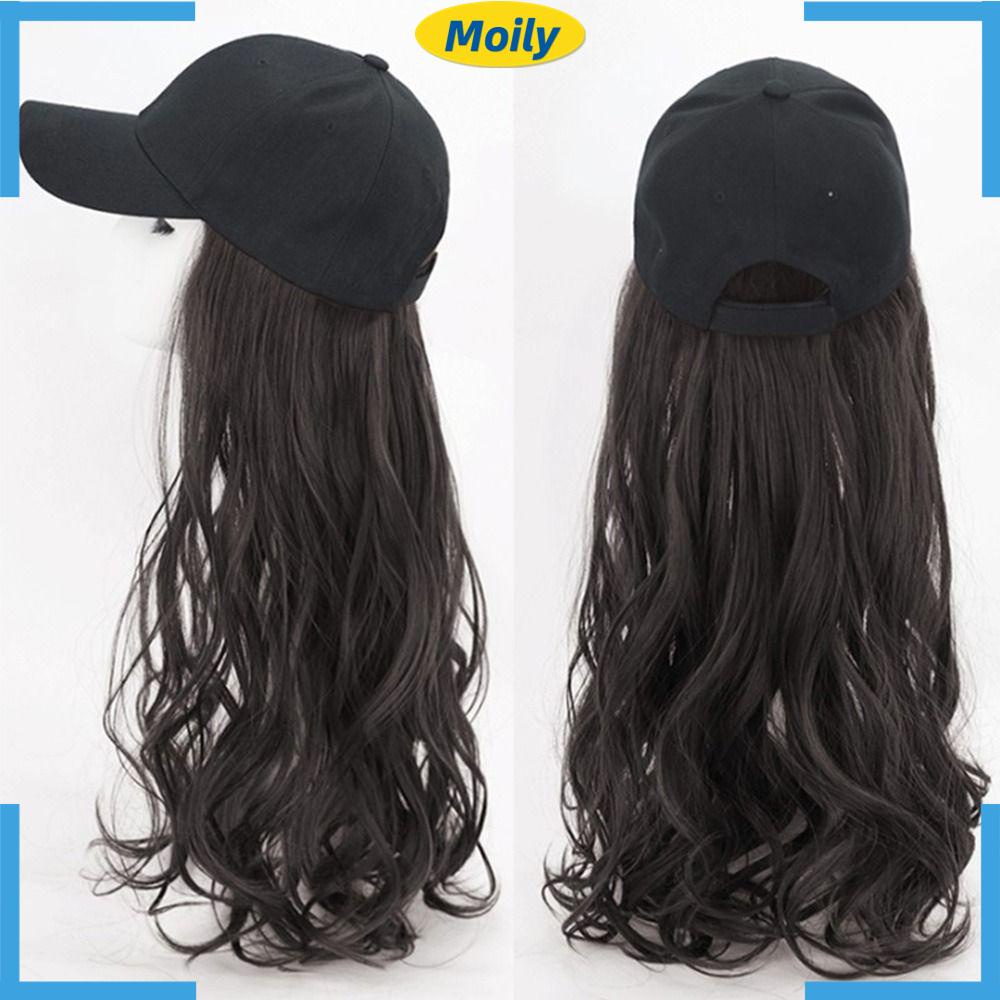 MOILYVN Bộ Tóc Giả Dài Uốn Xoăn Kèm Mũ Cho Nữ