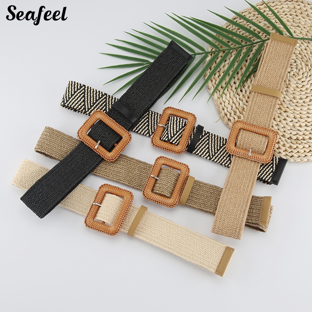 Thắt Lưng Bện Dây Khóa Vuông / Tròn Thời Trang Hàn Quốc Cho Nữ