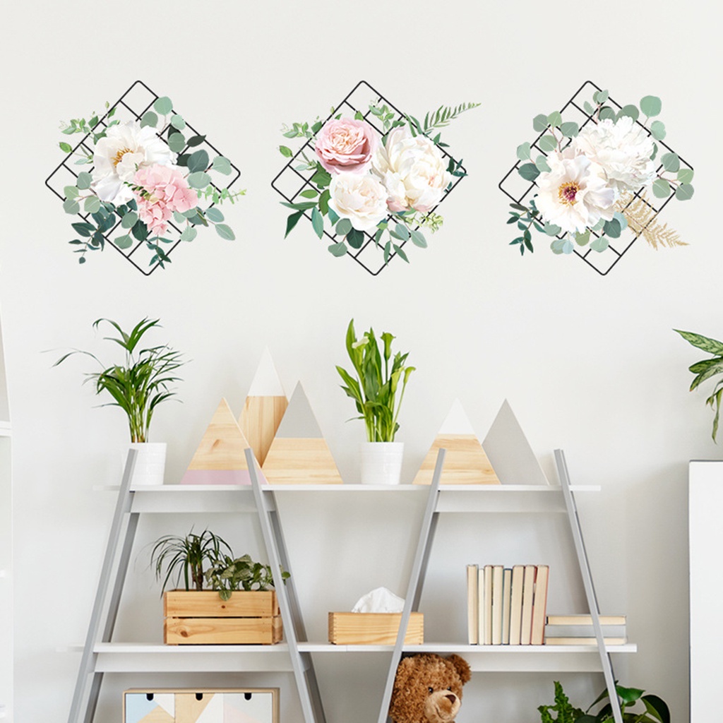 Miếng Dán Trang Trí Tường Bằng PVC Chống Thấm Nước Họa Tiết Hoa Xinh Xắn