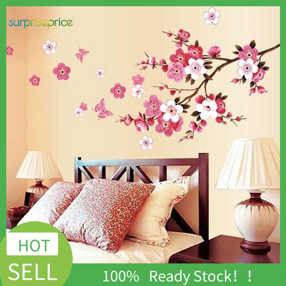 Miếng Dán Tường Trang Trí Hình Hoa Mận Tháo Rời Được DIY