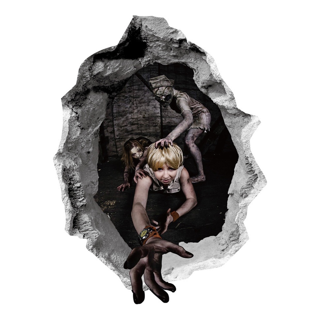 Miếng Dán Tường Trang Trí Halloween Hình Kinh Dị Tháo Gỡ Dễ Dàng