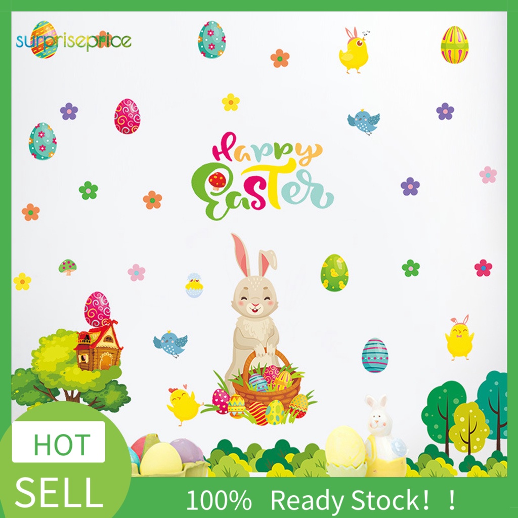 Miếng Dán Tường Bằng PVC Chống Thấm Nước Họa Tiết Thỏ Phục Sinh Độc Đáo