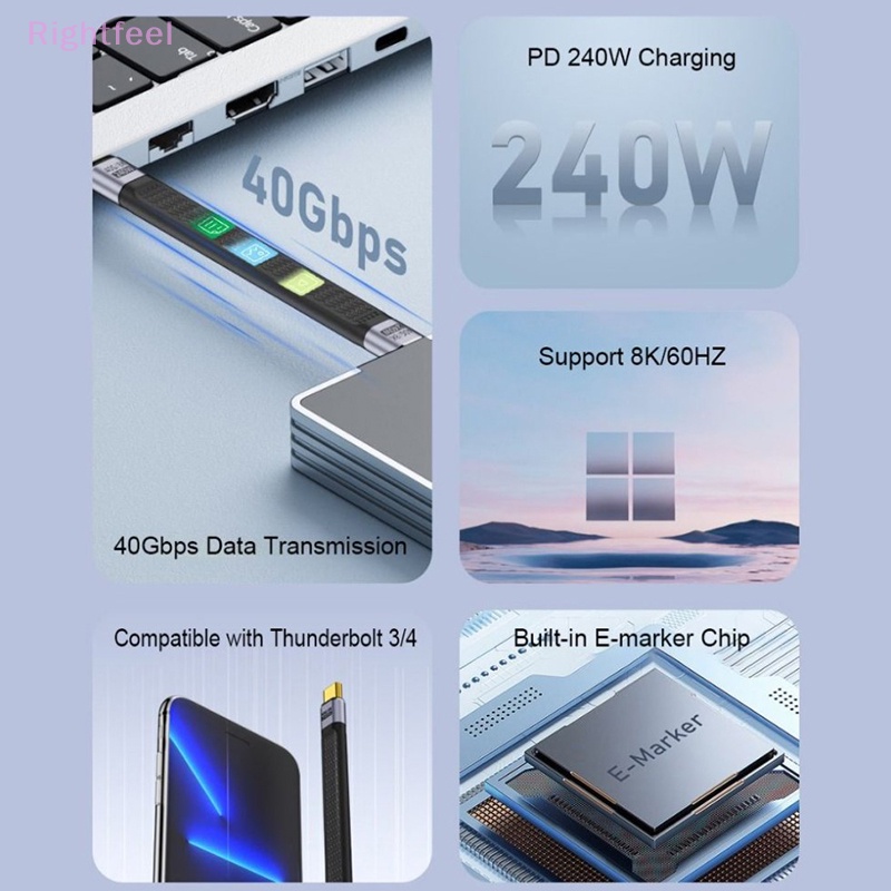 Cáp Sạc Nhanh 40Gbps E-Marker Chip PD 240W USB C Sang Type C USB4 Mới
