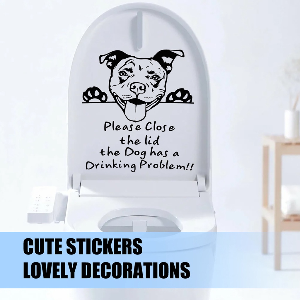 Miếng Dán Trang Trí Toilet Chống Thấm Nước Hình Chú Chó Dễ Tháo Rời Tiện Dụng