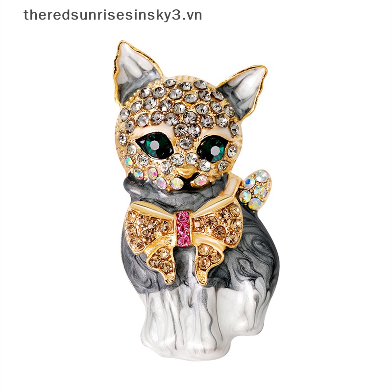 # # Thời Trang Mới Ghim Cài Áo Trang Trí Túi Xách Hình Mắt Mèo Pha Lê Tráng Men Màu Xanh Lá Cây