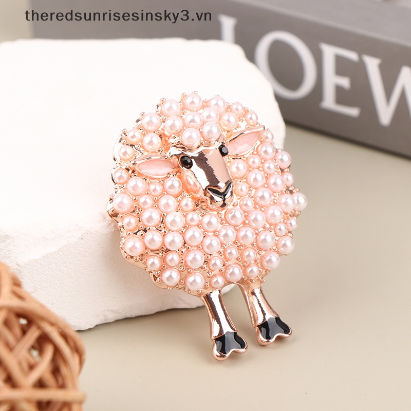 Ghim Cài Áo Hình Chú Cừu May Mắn Đính Ngọc Trai Giả Bằng Hợp Kim Thời Trang