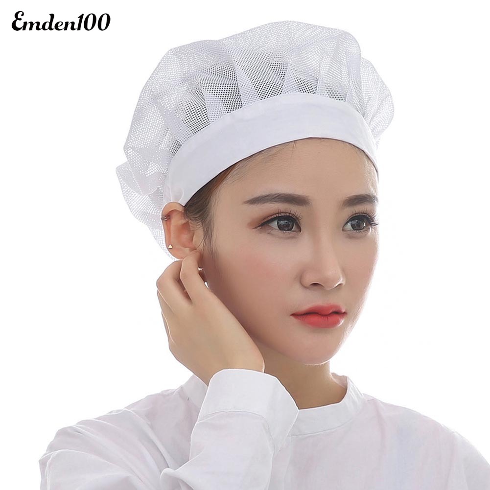 [EMDEN] Mũ Đầu Bếp Nhà Máy Unisex Phối Lưới Thoáng Khí Có Thể Điều Chỉnh