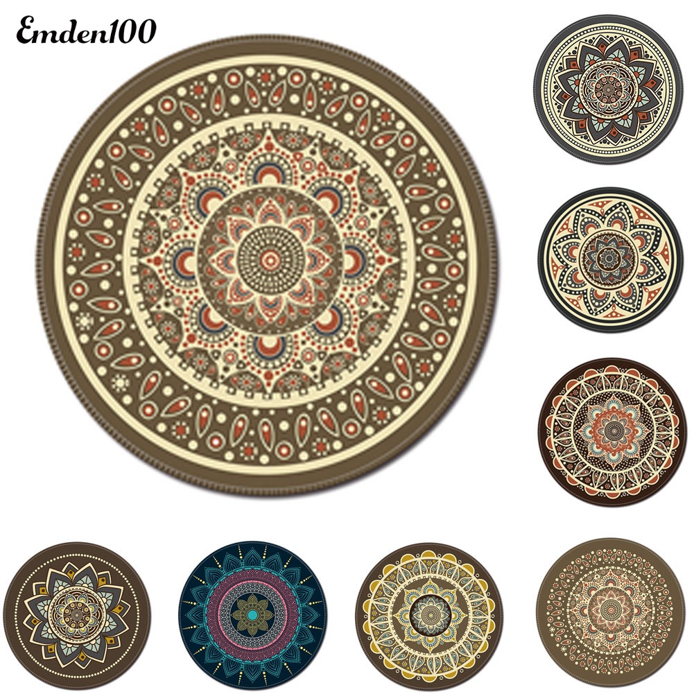 Miếng Lót Chuột Chống Trượt Hình Tròn In Hình 3D Phong Cách Bohemian