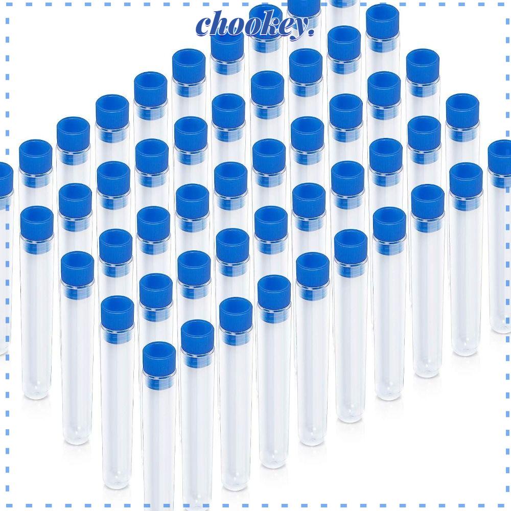 CHOOKEY Bộ 50 Ống Nghiệm Khoa Học Bằng Nhựa Trong Suốt Có Nắp Màu Xanh Dương 13X78Mm Trang Trí Tiệc Halloween