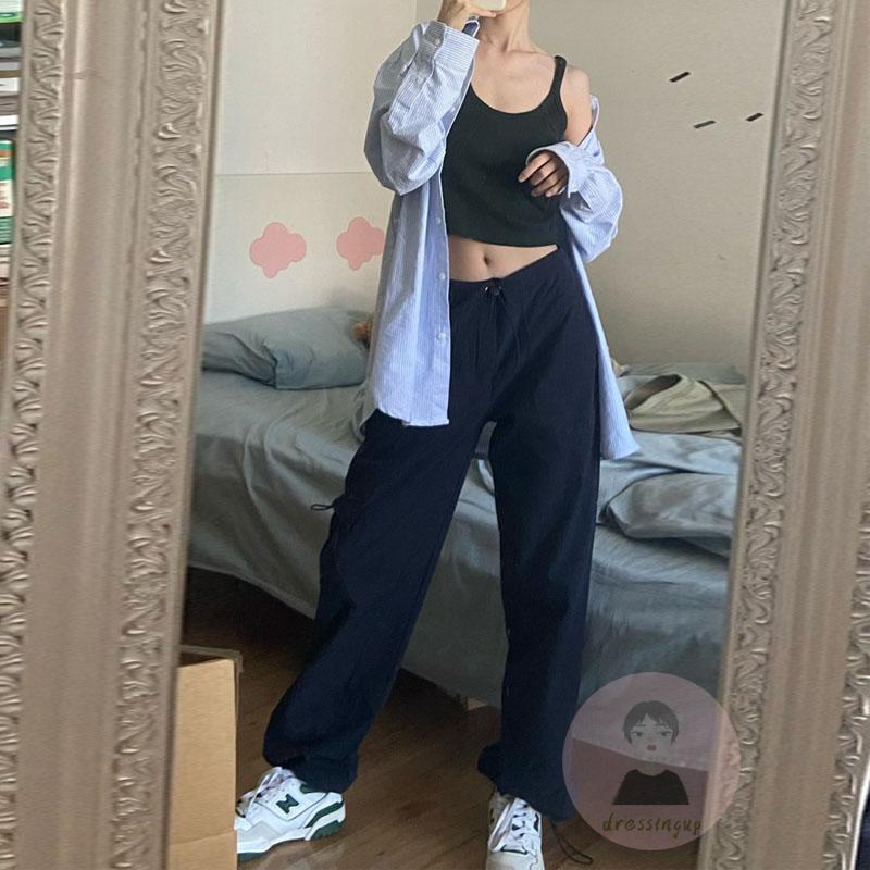 Quần Dài Màu Sắc Đơn Giản Phối Dây Rút Cá Tính Cho Nữ