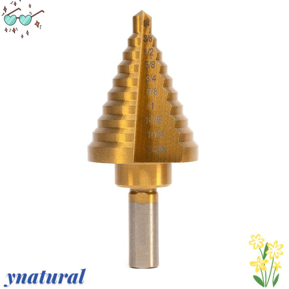 YNATURAL Mũi Khoan Bậc Thang 10 Bước 1 / 4 Inch Sang 1-3 / 8 Inch Tốc Độ Cao Bằng Thép Màu Vàng Kim