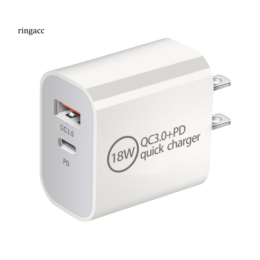 Cốc Sạc Nhanh Màu Trơn Cổng Kép PD 20W QC30 Cho Điện Thoại