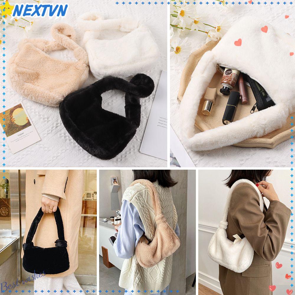 NEXTVN Túi Tote Đeo Vai Bằng Nhung Lông Thời Trang Mùa Đông