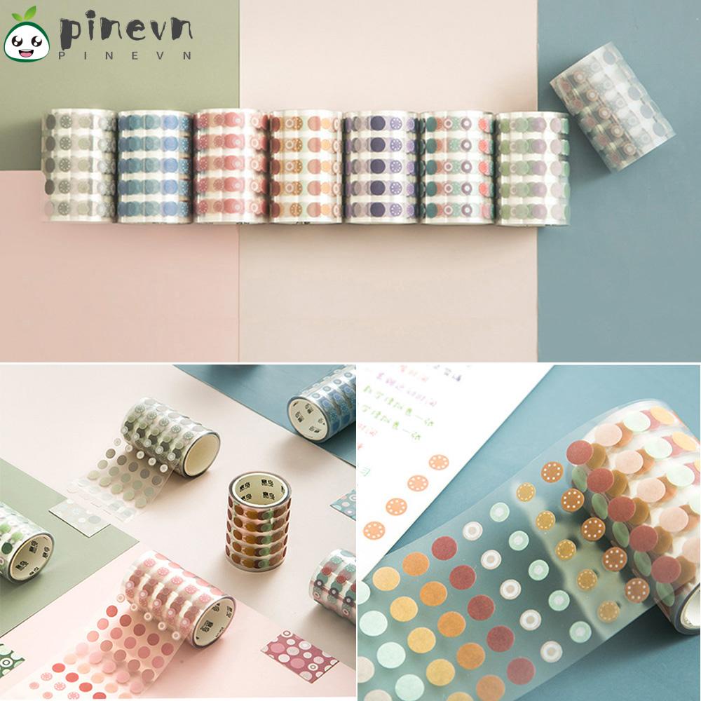 PINEVN Cuộn Băng Dính Nhiều Màu Sắc Họa Tiết Chấm Bi Trang Trí Sổ Tay