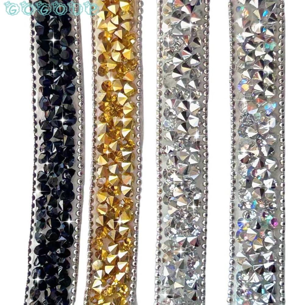 GOGOUP Cuộn Dây Ruy Băng Đính Đá Lấp Lánh Trang Trí Bó Hoa