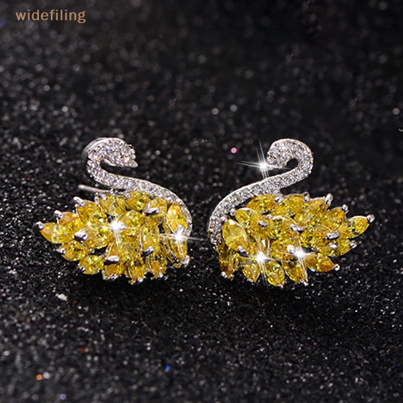 1 Cặp Bông Tai Hình Thiên Nga Đen Trắng 925 Đính Đá Đơn Giản Thời Trang Dành Cho Nữ