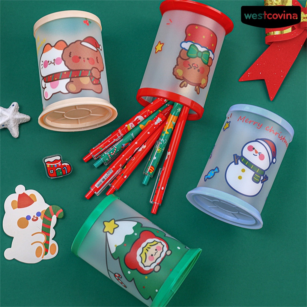 [WSTN]✎Túi Đựng Bút Đa Năng Sức Chứa Lớn Tiết Kiệm Không Gian Họa Tiết Giáng Sinh Hoạt Hình Dễ Thương