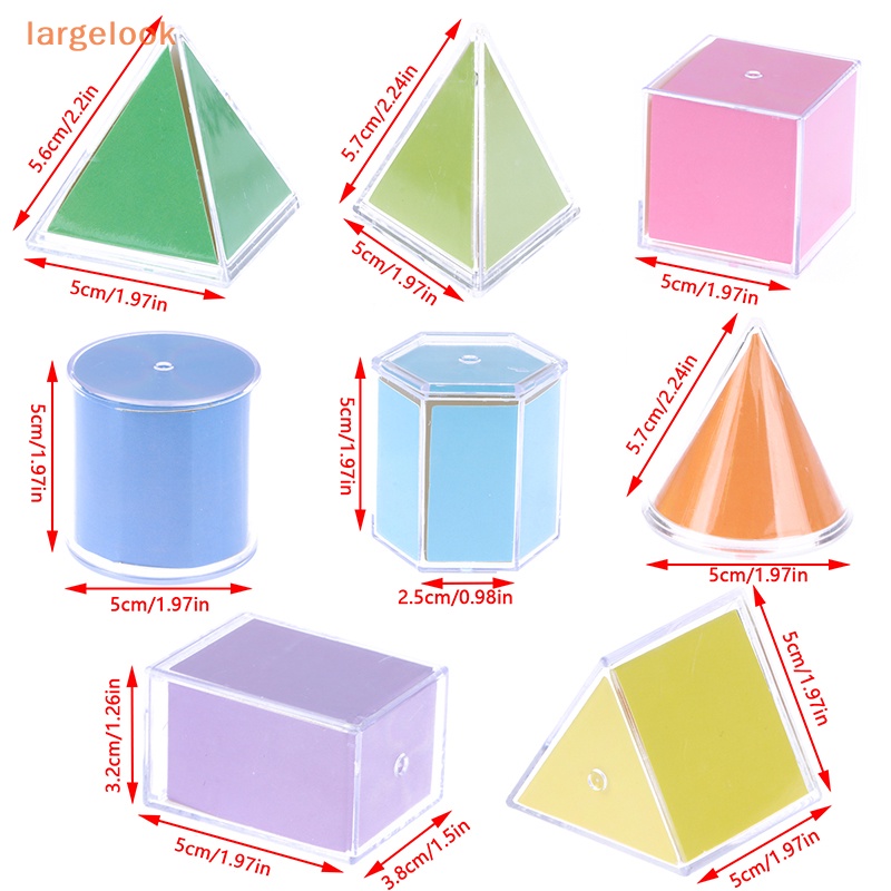 Set 8 Khối Xếp Hình Học Màu Trơn Trong Suốt Giáo Dục Cho Bé