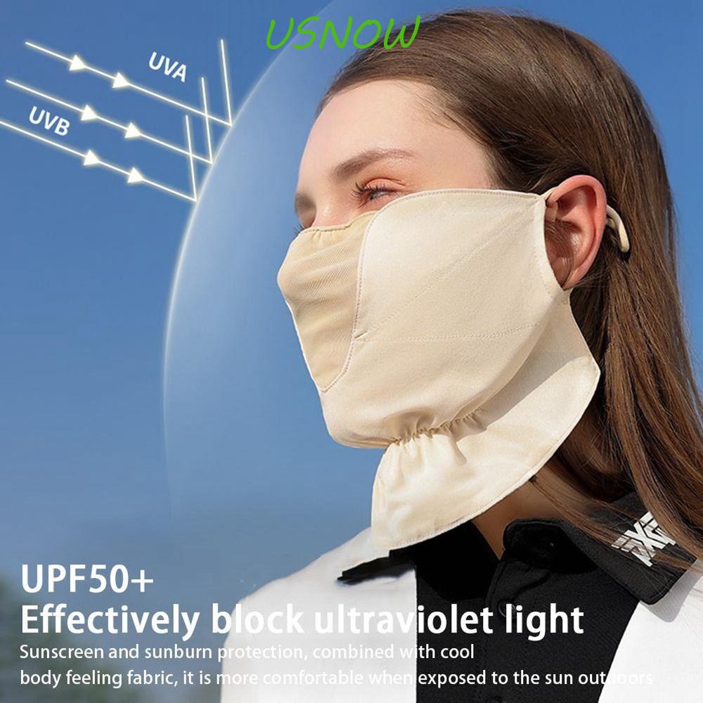 USNOW Khăn Che Mặt Màu Trơn Bằng Lụa Lạnh Co Giãn Chống Tia uv Cho Nam Nữ Hoạt Động Ngoài Trời