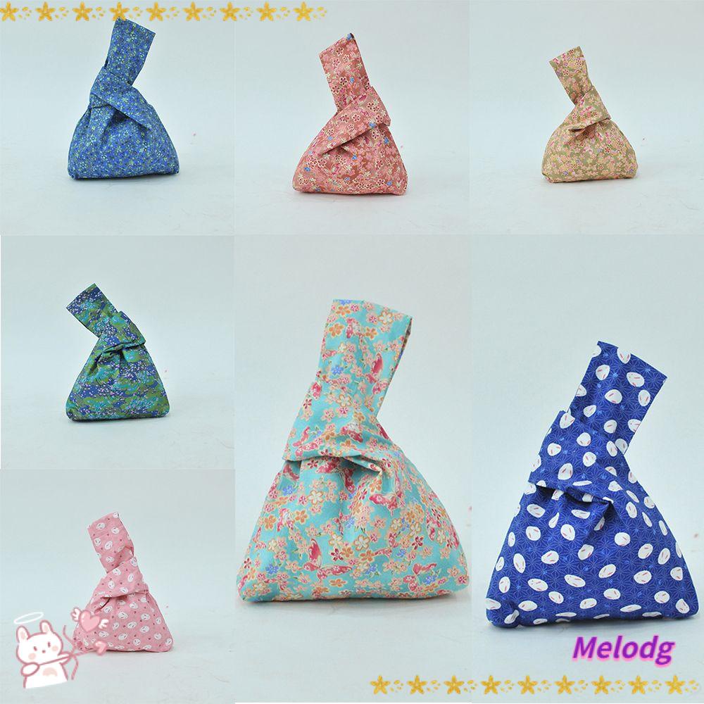 MELODG Túi Tote Vải Canvas Đựng Điện Thoại Di Động Họa Tiết Thắt Nút Lấy Cảm Hứng Từ Nhật Bản