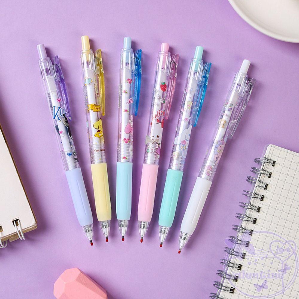 AVALENTINE Set 6 Bút Mực Gel Ngòi 0.5mm Mực Đen Họa Tiết Hoạt Hình My Melody Kuromi Trung Tính