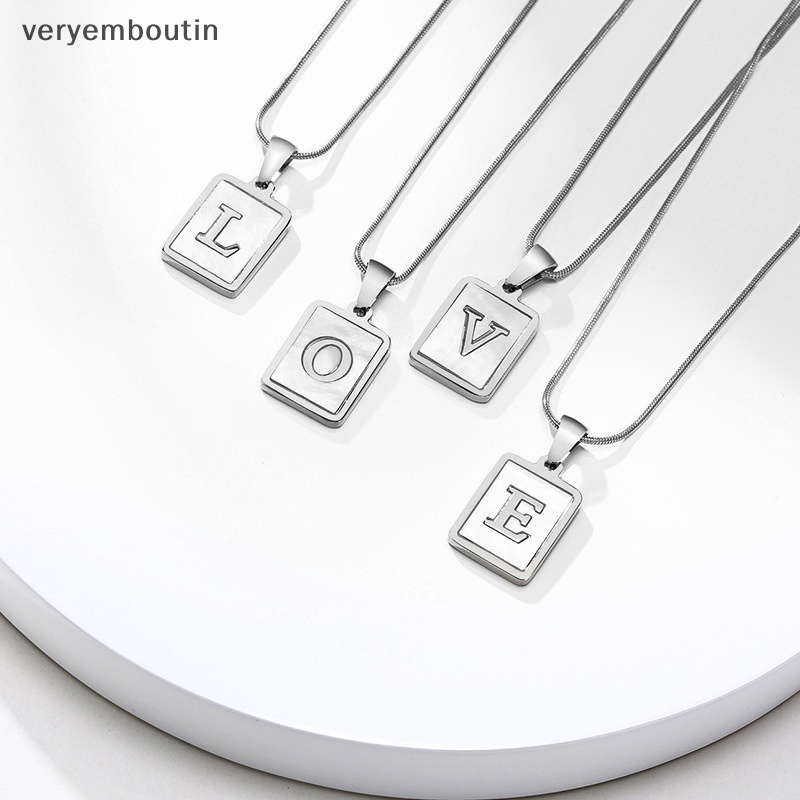 Vòng cổ Mặt Vuông Khắc Chữ A Đến Z Bằng Thép Không Gỉ Thời Trang Cho Nữ